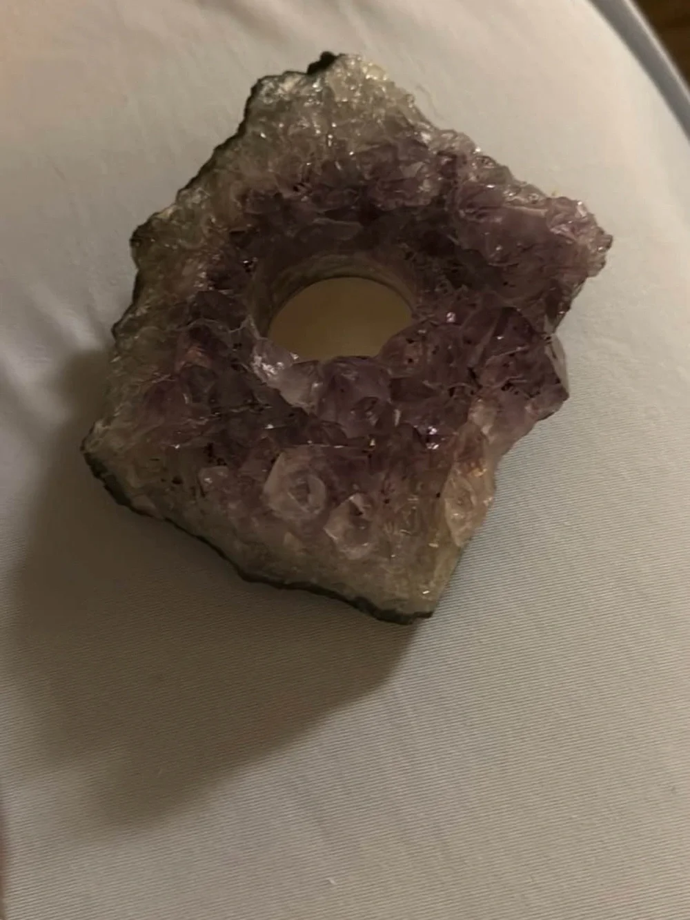 Amethyst Crystal Cluster Candle Holder - Purple